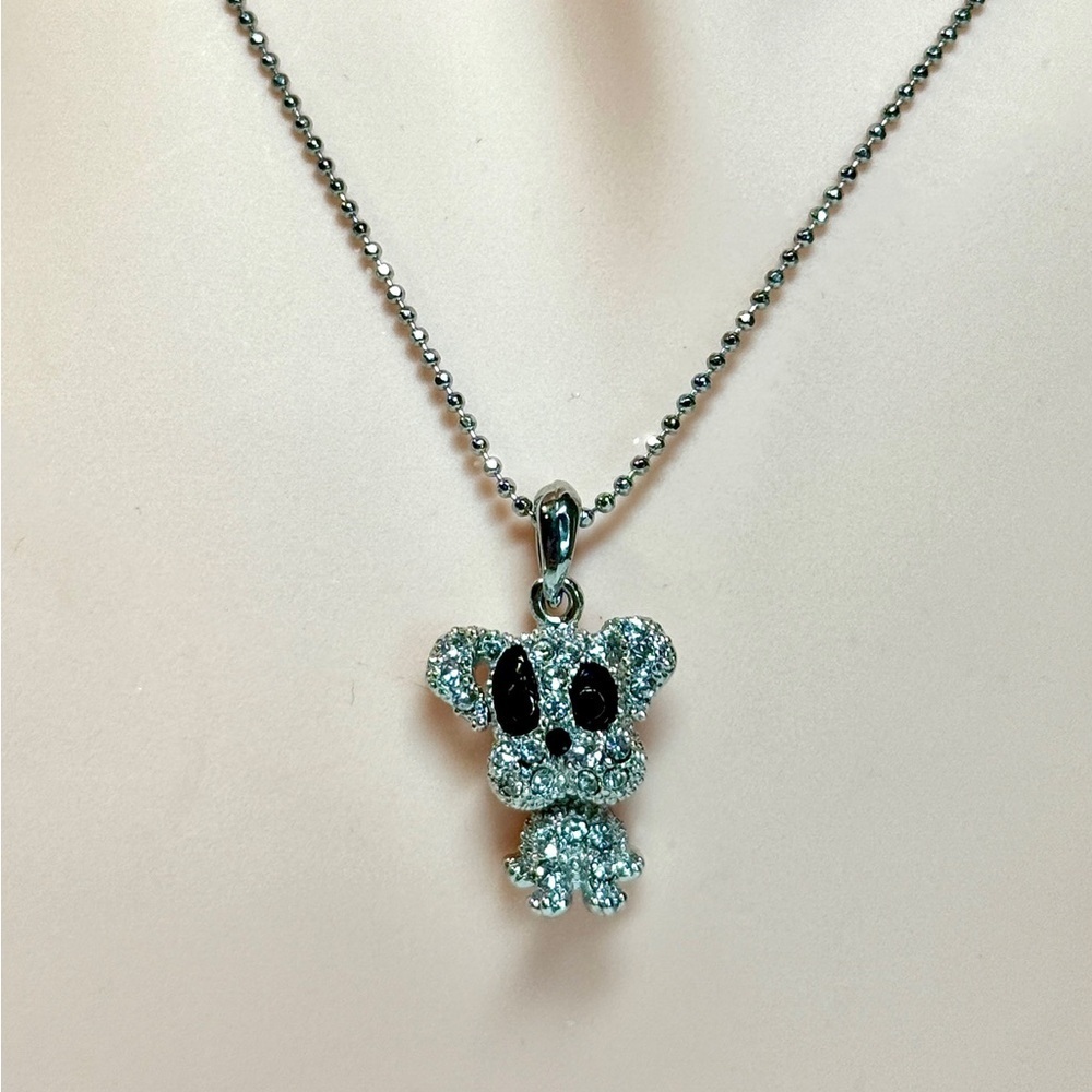 Silver and Black Puppy Necklace - Picture 2 of 5